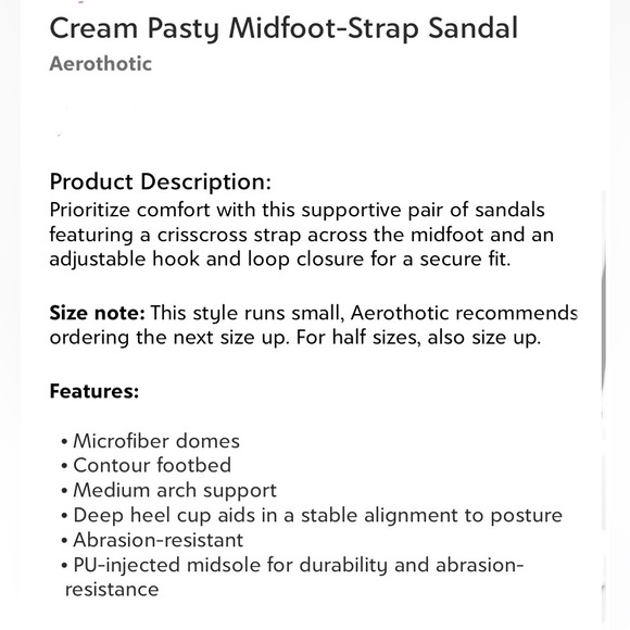 Aerothotic Cream Pasty Midfoot Strap Sandal Women’s Size 7 or EU 37 (READ ALL) - Picture 7 of 8